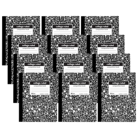 C-Line Products Composition Notebook, 100 Page, College Ruled, Black Marble, 12PK 22022